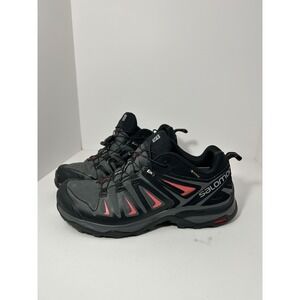 Salomon X Ultra Gore-Tex Hiking Shoes Black Grey Coral Womens 8 398685